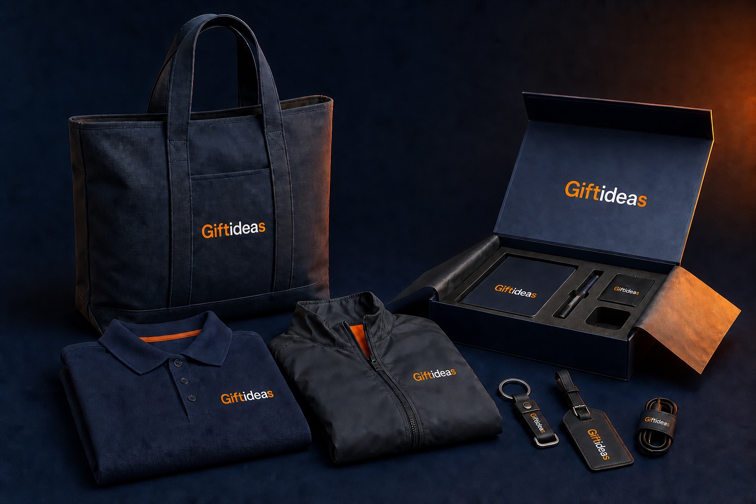 Giftideas branded custom bags, apparel, accessories and rigid gift packaging