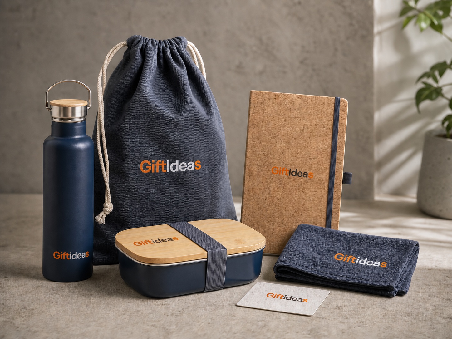 Giftideas sustainable employee wellness merchandise photographed in daylight