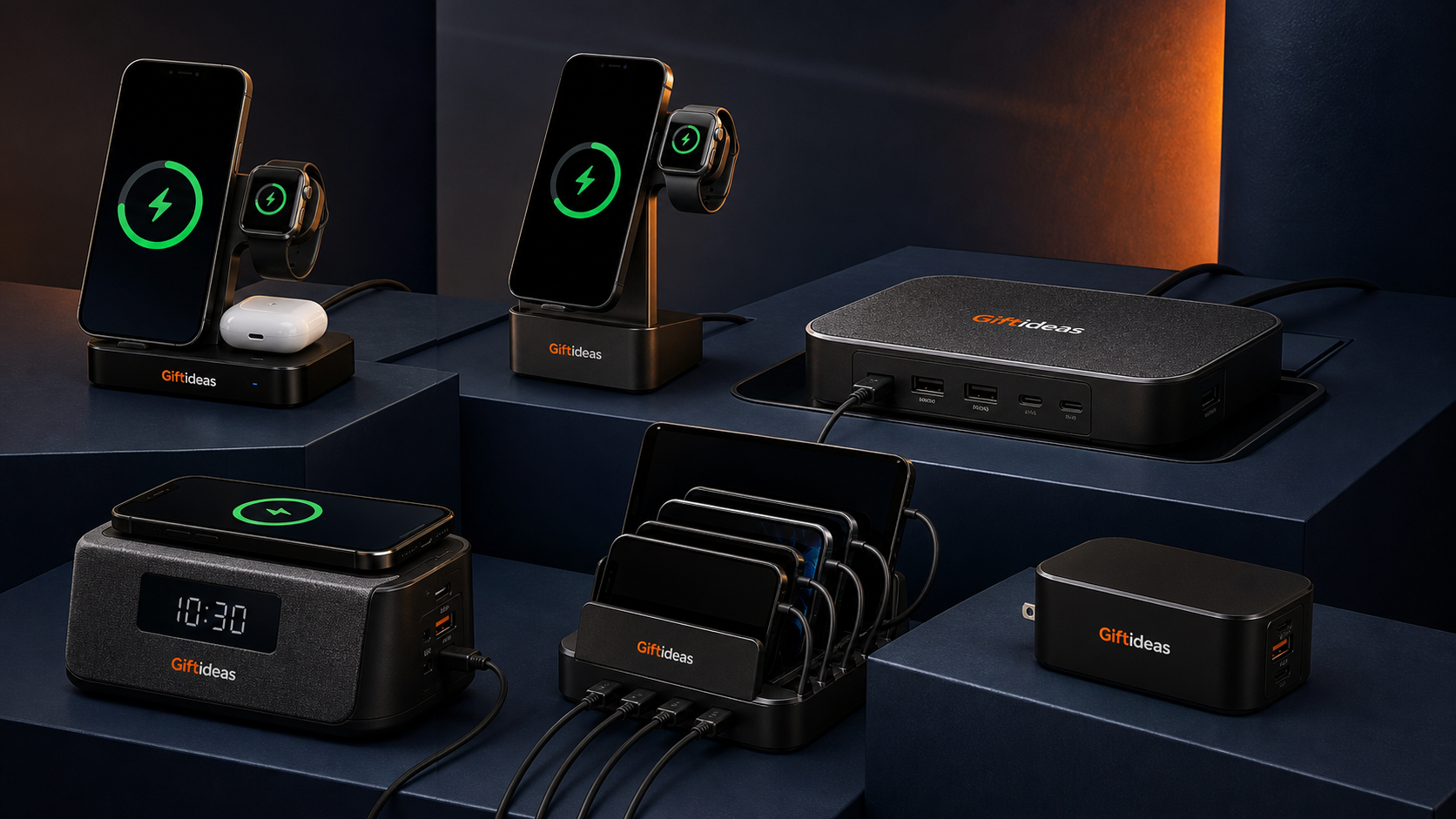 Giftideas charging station range for desks, hotels, offices and travel