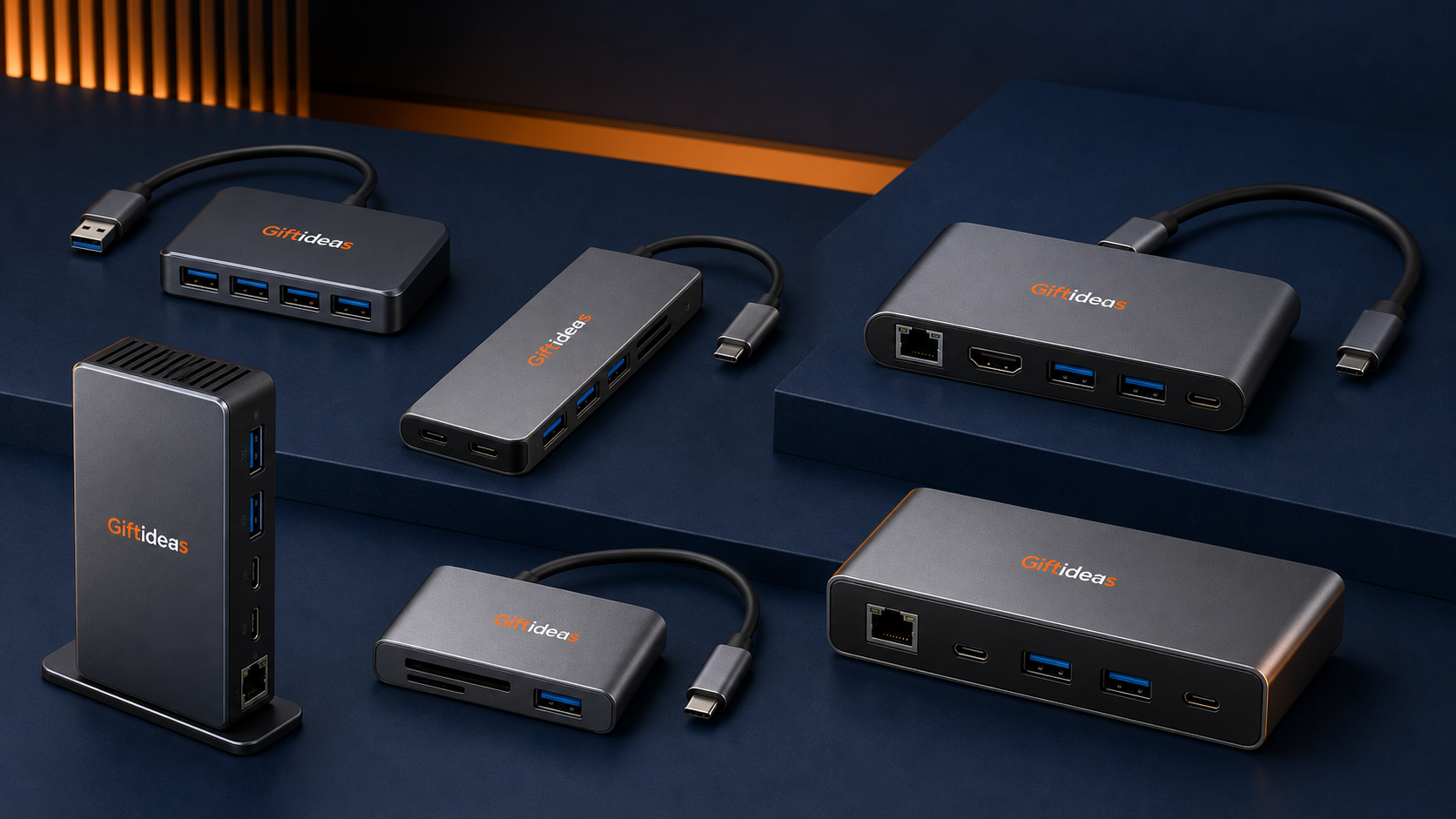 Giftideas USB hub and docking station range with six port configurations