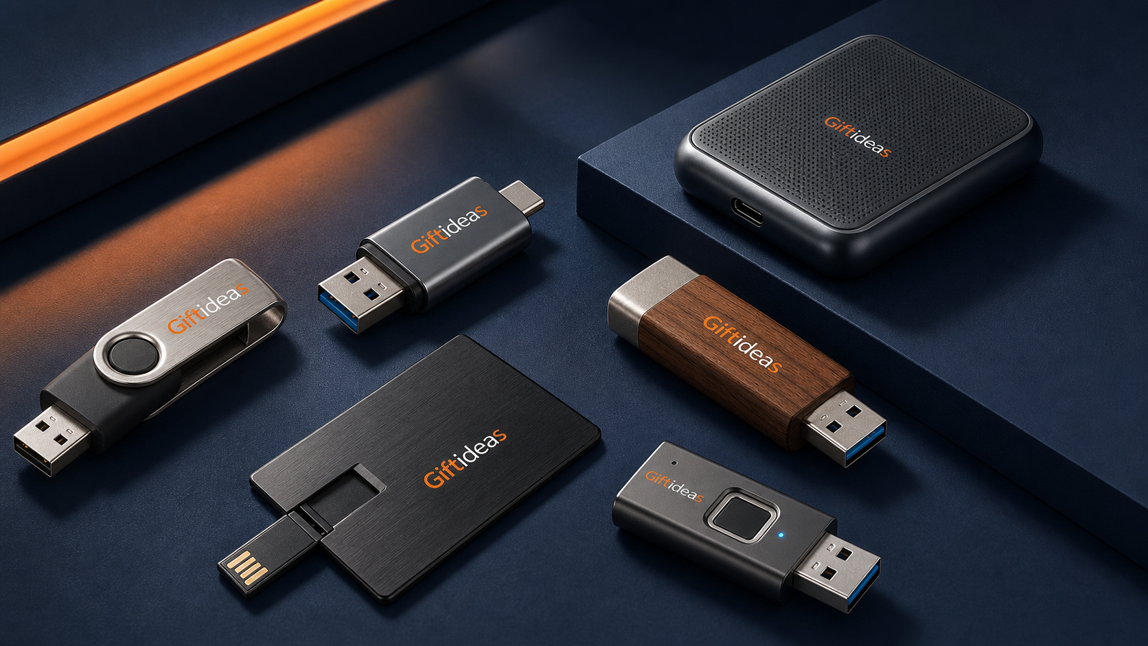 Giftideas USB and storage product range with six custom branded formats