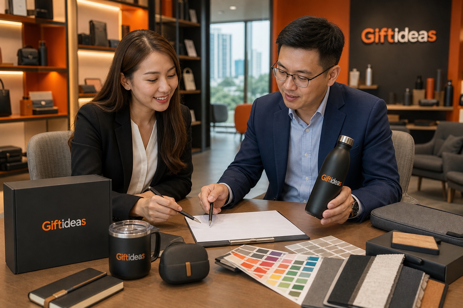 Giftideas consultant reviewing an international corporate-gift brief