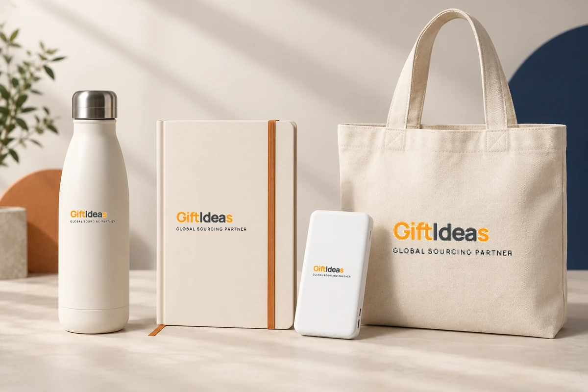 Giftideas-branded bottle, notebook, power bank and tote bag